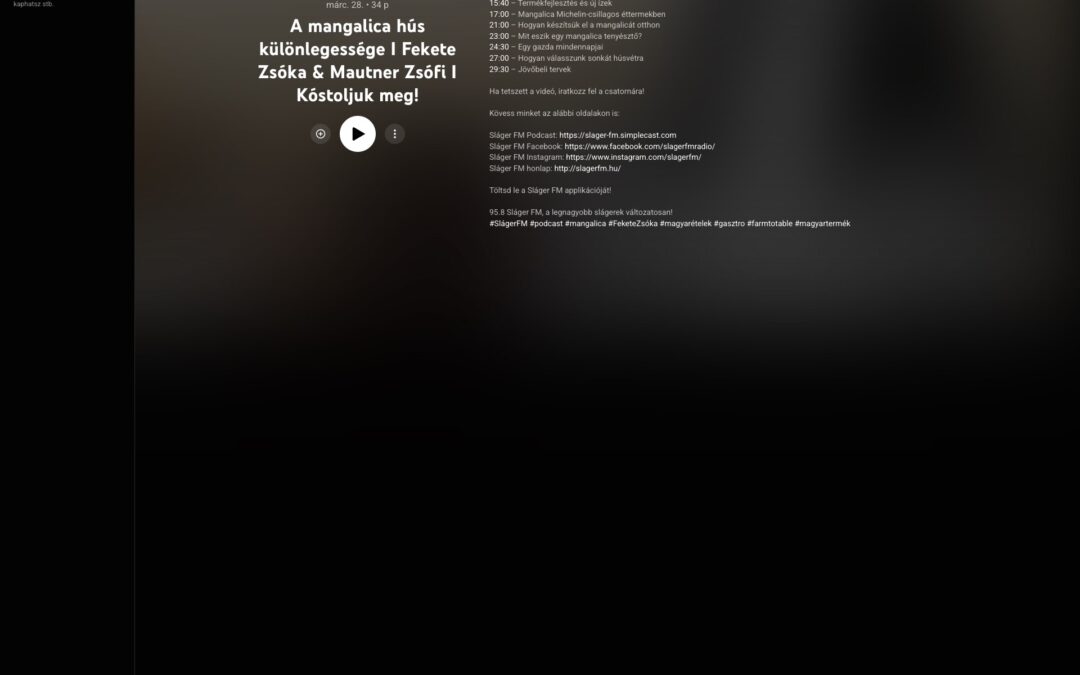 YouTube Music / Sláger FM: A mangalica hús különlegessége I Fekete Zsóka & Mautner Zsófi I Kóstoljuk meg!