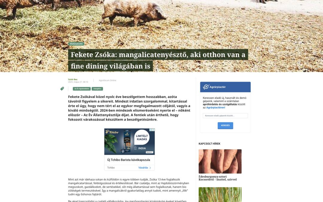 Agrofórum Online: Fekete Zsóka: mangalicatenyésztő, aki otthon van a fine dining világában is