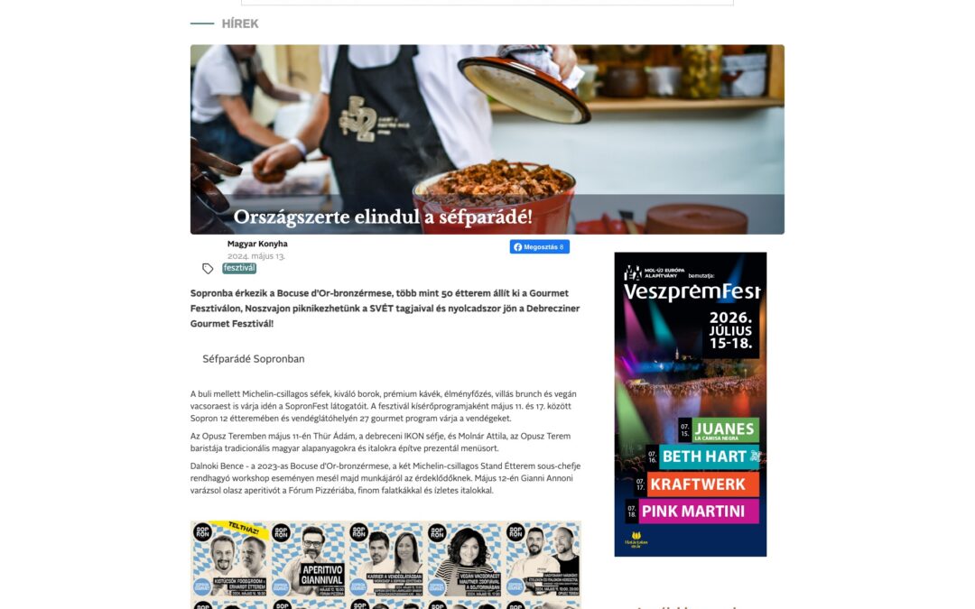 Magyar Konyha Online: Országszerte elindul a séfparádé!