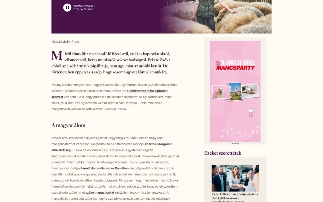 Dívány: 400 mangalicát nevel saját farmján Fekete Zsóka