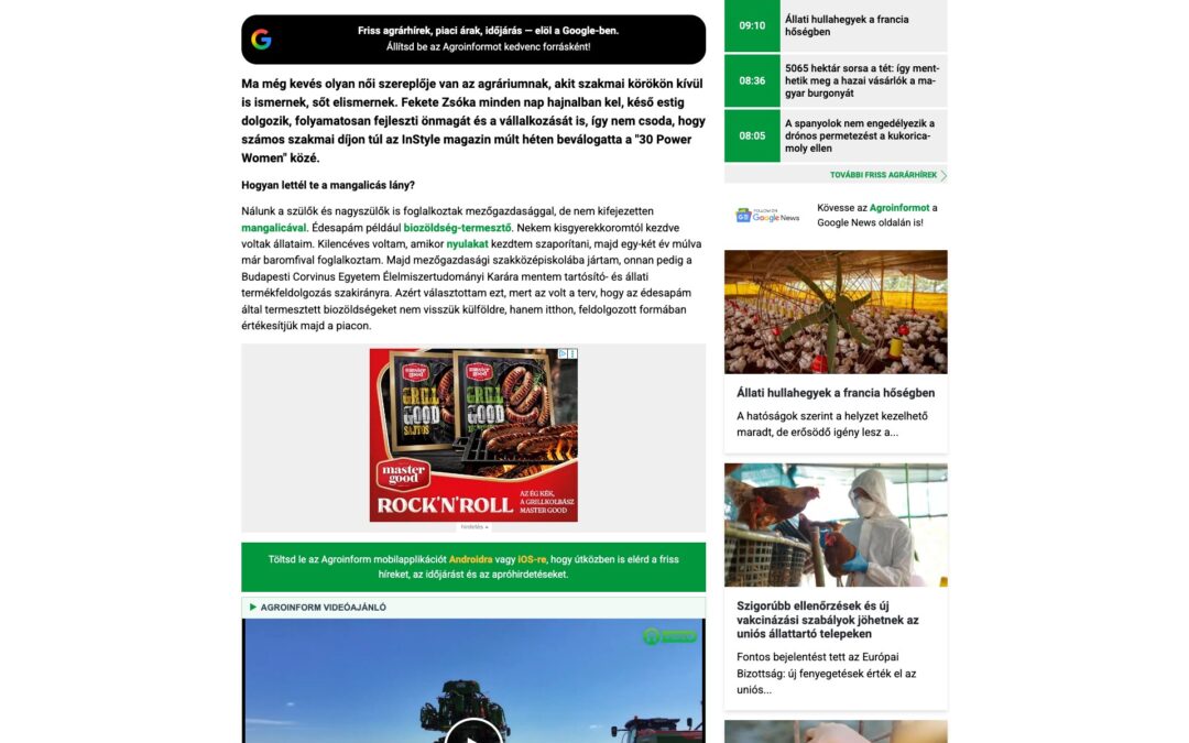Agroinform: Fekete Zsóka, a mangalicás lány: Megmaradtunk valódi kézműves gazdaságnak