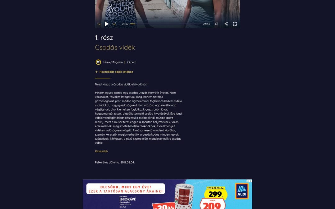 TV2 Play: Csodás vidék 1.rész (TV2 – Horváth Éva mv.)