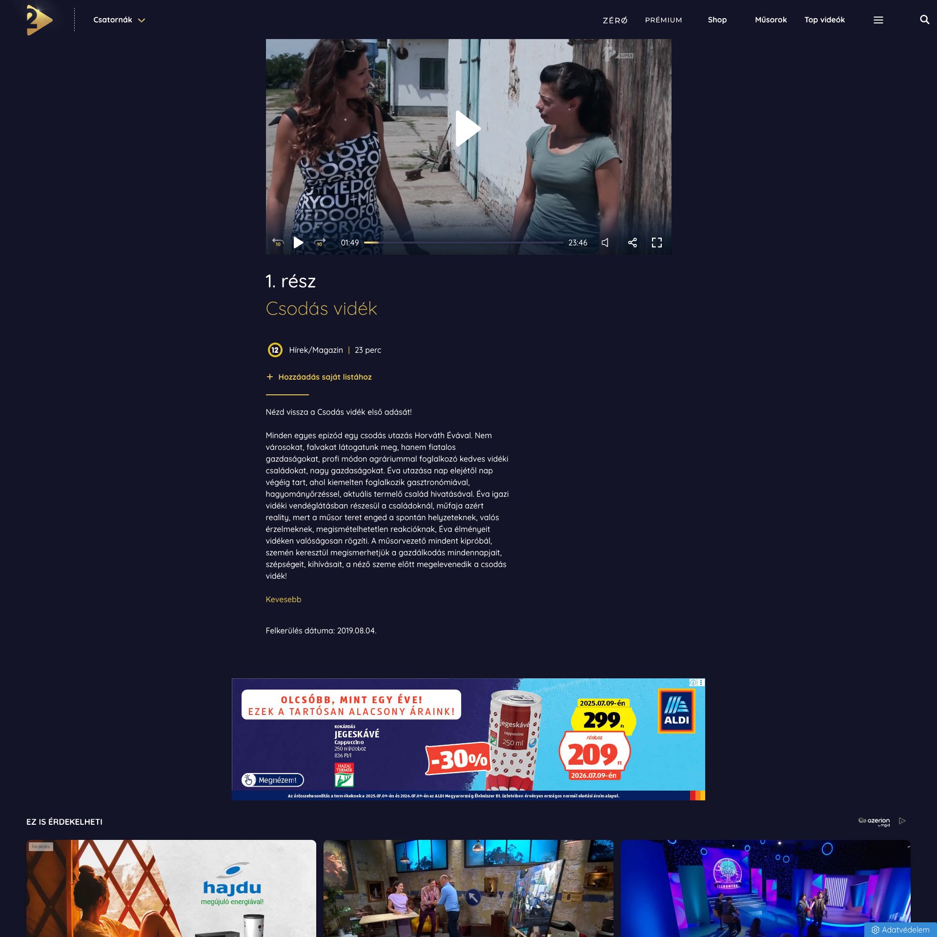 TV2 Play: Csodás vidék 1.rész (TV2 – Horváth Éva mv.)