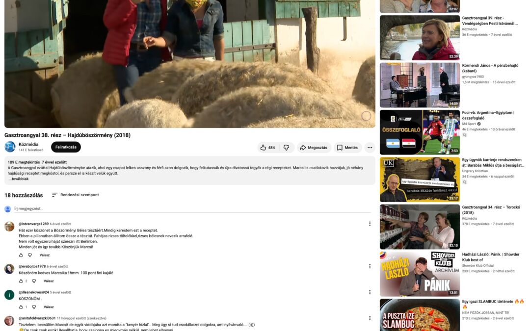 YouTube – Gasztroangyal / MTVA: Gasztroangyal 38. rész – Hajdúböszörmény (2018)