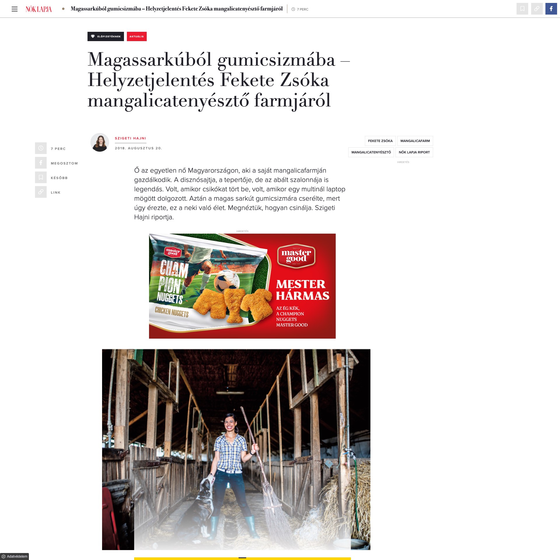 Nők Lapja: Magassarkúból gumicsizmába – Helyzetjelentés Fekete Zsóka mangalicatenyésztő farmjáról