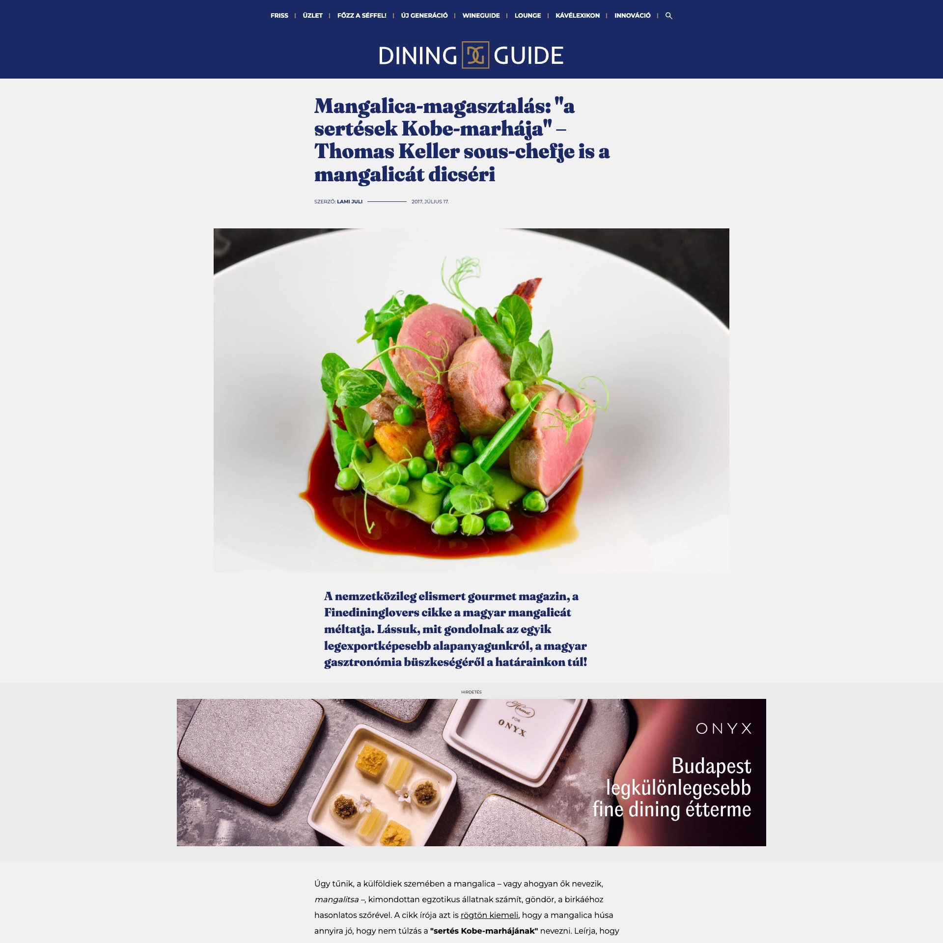 Dining Guide: Thomas Keller sous-chefje is a mangalicát dicséri