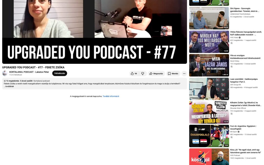 YouTube – Upgraded You Podcast: UPGRADED YOU PODCAST #77 – FEKETE ZSÓKA